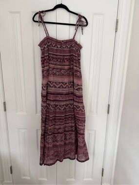 Bohemian Tie-Shoulder Maxi Dress in Mauve Pink by MABE